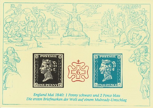 Penny schwarz 2 pence blau - 1,